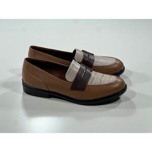 NWOT Ecco Dress Classic 15 Women's Leather Loafers US 6-6.5 (EU 37) Brown/Beige